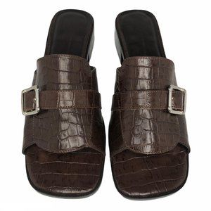 Valerie Stevens Reese Brown Croc Square Toe Sandal vintage y2k vintage